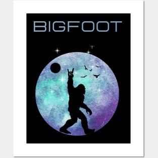 Bigfoot night sky gift Posters and Art